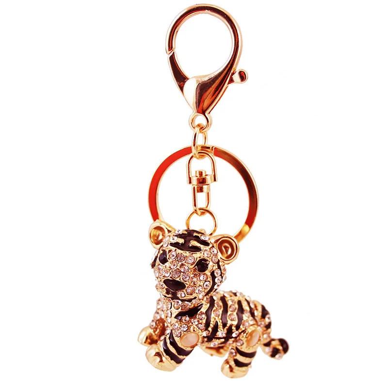 Crystal Animal Siberian Tiger Car Accessories Creative Design Cartoon Tiger Bag Charm