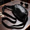 IJUN Men's Vintage Body Bag - Handmade Vegetable-Tanned Leather, Size Small