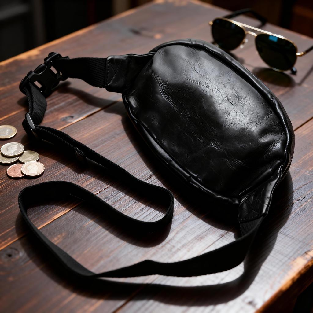 IJUN Men's Vintage Body Bag - Handmade Vegetable-Tanned Leather, Size Small