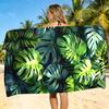 Tropiska Blad Strandhandduk - Stor Grön Monstera-tryck, Mjuk Mikrofiber Snabbtorkande Sandfri för Resor Pool Sommar