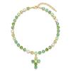 Women's Geometric Multi Layer Cross Tassel Choker Necklace Inlaid Colorful Zircon Gemstone Stackable Pendant Jewelry Vacuum Gold