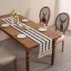 Bohemian Table Runner,Rustic Linen, Boho Table Runners,Braided Striped, Handmade Table Runners with Tassel for Wedding, Dinning