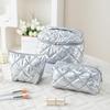 Women's Large Quilted Polyester Makeup Bag - Portable Accordion Design for Travel Toiletries Storage
