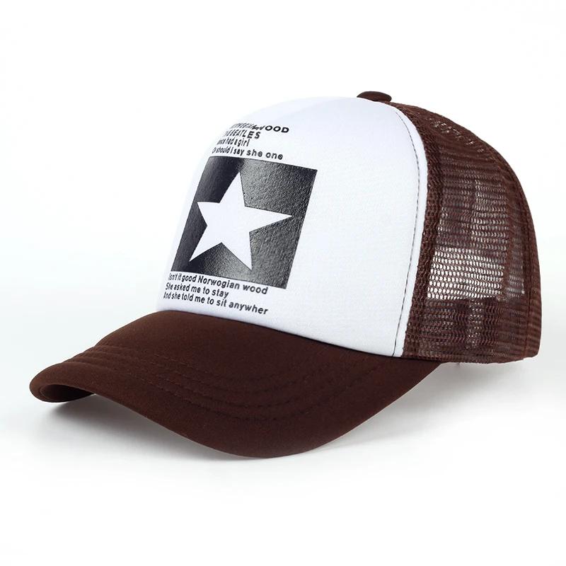 Unisfive-Pointed Star Printed Baseball Cap Spring Summer Breathable Net Caps Men Women Outdoor Sun Shade Hat Adjustable Wild Hat