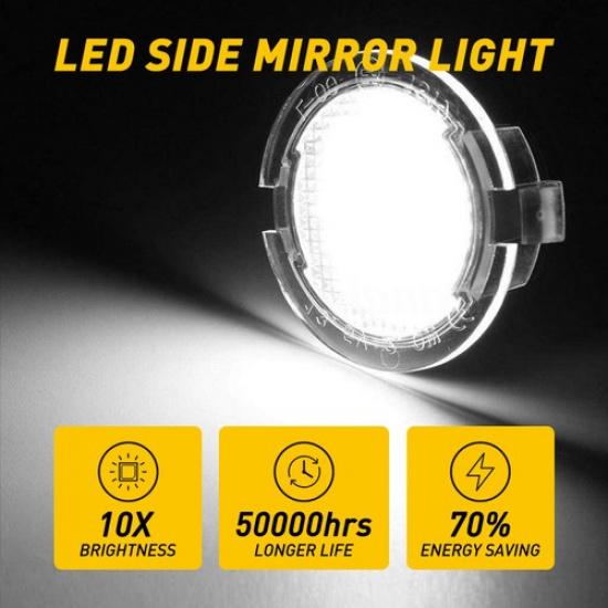 Clear LED Mirror Puddle Side F150 Lights Fit Ford 2003-16 2009-2014 Taurus