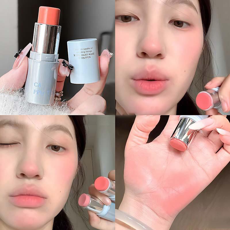 Cappuvini Multi-Use Cream Blush Stick For Eyes Lips & Cheek Nourishes & Moisturizes Long-Wearing Blendable Waterproof Smooth