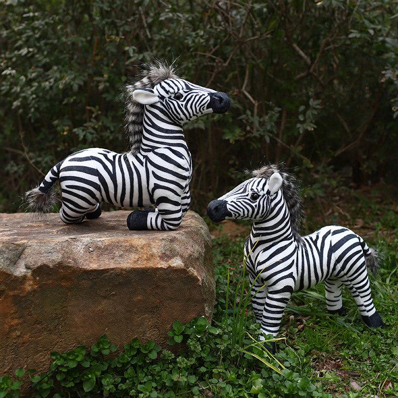 Real Life Standing Zebra Stuffed Animal Plush Toy Simulation Zebra Doll Photography Props Christmas Birthday Gifts for Children