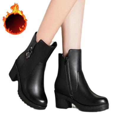 Winterstiefel Dicke Absätze Warme Stiefeletten Rutschfest Damen Dicke Sohle Baumwollstiefel