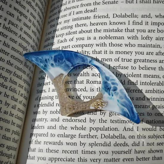 Ocean Beach Book Page Holder Handcrafted Thumb Ring Page Holder Resin Coastal Reading Accessories Gift for Book Lovers Literary Teachers