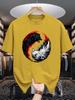Unisex Crew Neck Tee Yin Yang Wolf Art Animal Graphic Print Soft Cotton Loose Short Sleeve Summer Casual Male Streetwear Tops