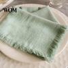Soft Fringed Napkins Boho Linen Napkin, 18 Inch Washable Fabric Rustic Farmhouse Napkin for Dining Table Home Wedding Bridal Shower