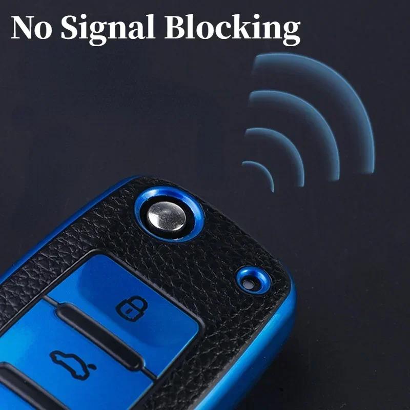 Leather Car Key Case Keys Full Cover Protection Shell Bag for VW Volkswagen Polo Tiguan Passat Golf Jetta Lavida Skoda Octavia