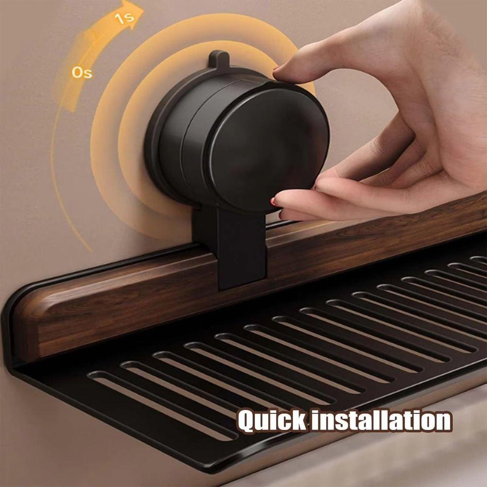 Walnut Finish Suction Cup Bathroom Shelf Wall Mount Shower Shelf Over Faucet Sink Rack  Bathroom