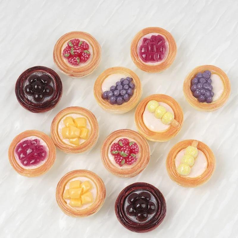 10/100Pc Resin Fruit Egg Tart Series Simulation Food Diy Scrapbook Decoration Crafts Dollhouse Accessories Keychains Materials