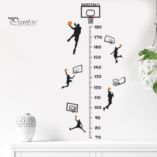 Creative Basketball Height Chart Sticker Growth Height Chart Measurement Removable DIY Decorative Self-Adhesive Wall Decal