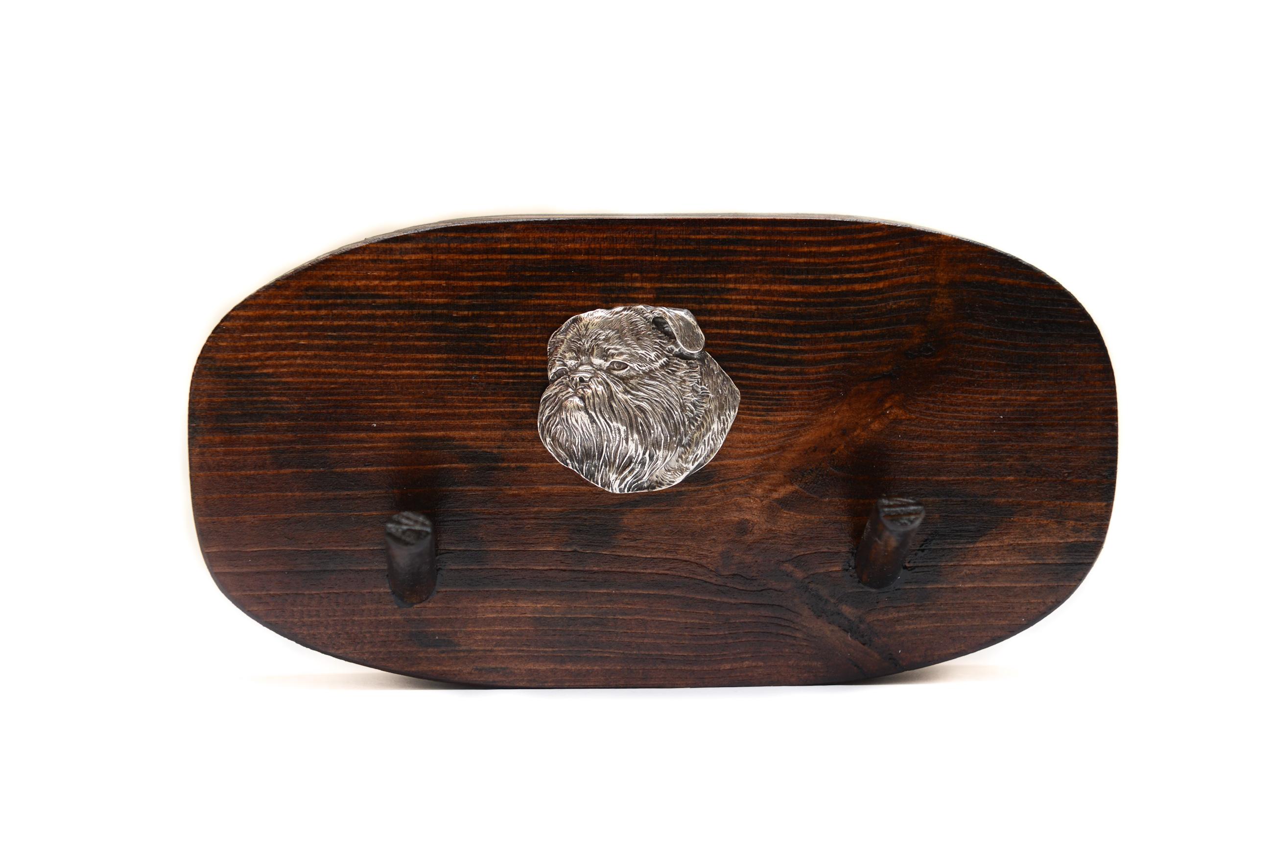 

Griffon Bruxellois, Brussels Griffon - accessory rack, dog medal rack, key hooks by Art-Dog коричневий