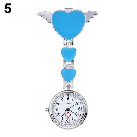 Women Lady Cute Love Heart Quartz Clip-on  Nurse Pocket Watch AVE