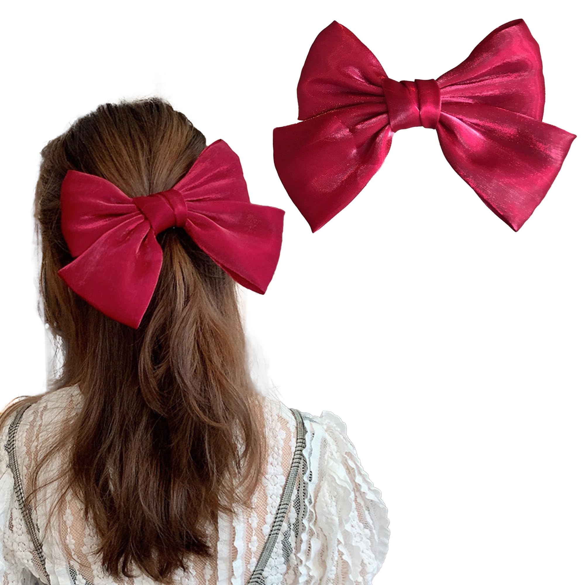 Shiny Big Ribbon Barrette, Red, Ribbon Clip, Lolita, Dreamy Cute, Gothic Lolita Hair Clip, Hairpin, Hair Accessory [Used]