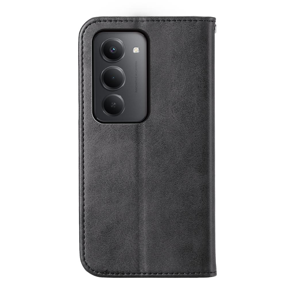 For Xiaomi Redmi 15 5G (Global) (169mm) Case Calf Texture PU Leather Wallet Phone Cover with Wrist Strap