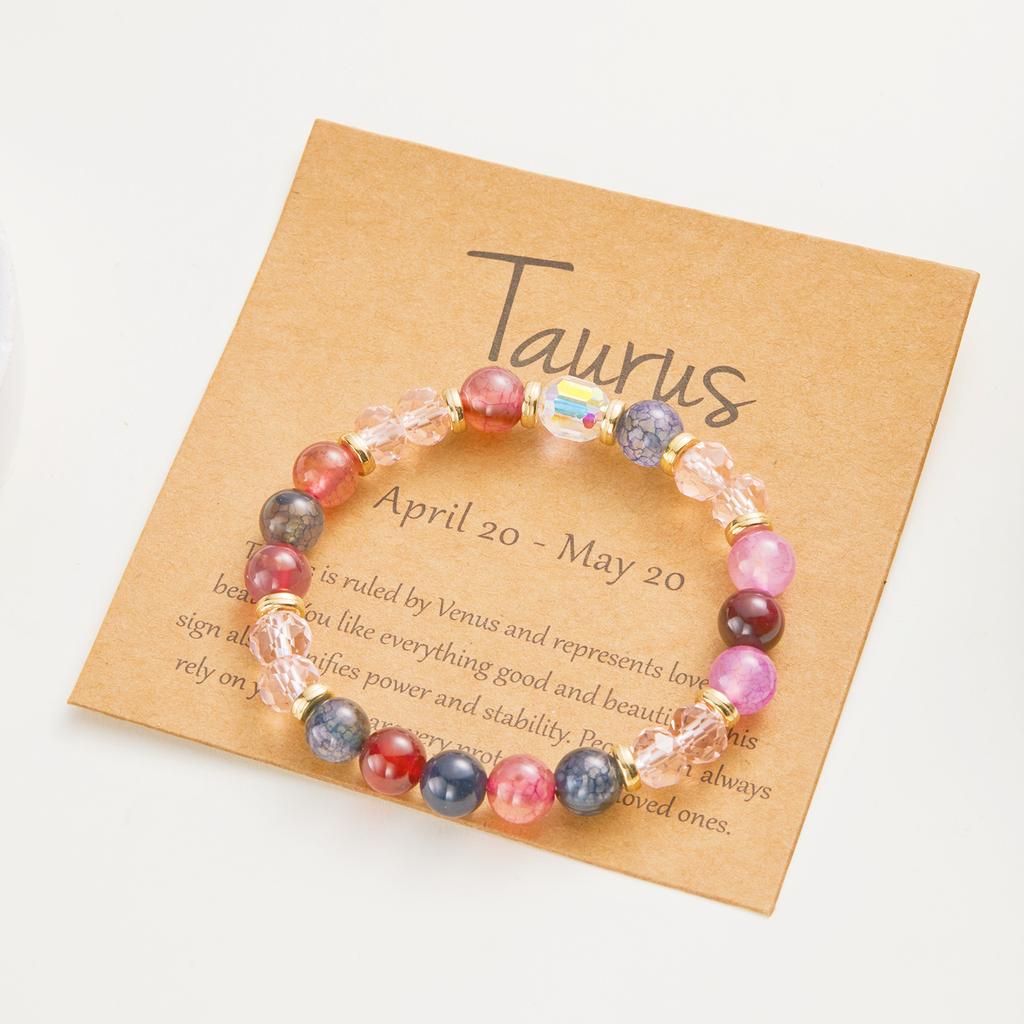 Fashion 12 Zodiac Crystal Beaded Bracelet Aries Taurus Gemini Cancer Leo Virgo Libra Scorpio Aquarius Pisces Women Jewelry Gift