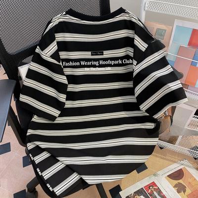 Plus Size Women's Fashion Striped Short Sleeve Loose Printed Top