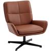 Living Room Armchair Upholstered In PU Reading Chair with Padded Seat Armrests Metal Legs Brown