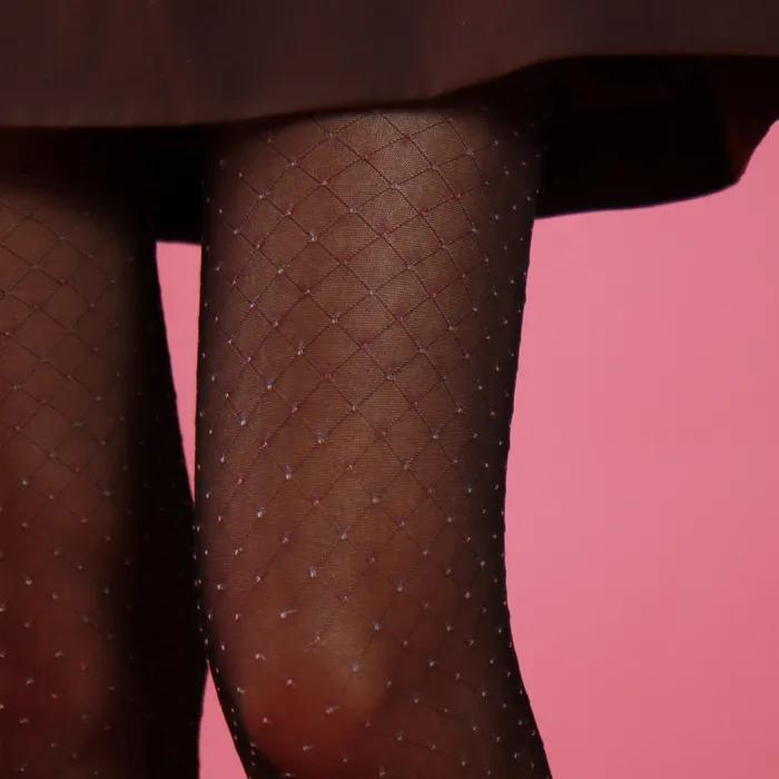 Pink diamond polka dot stockings (black)