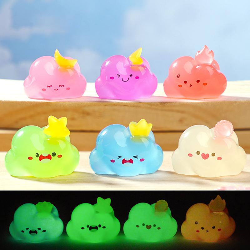 

6 шт. Мини-облака светятся ночью Милые аксессуары Светящиеся мини-облака Домашний декор Милый эльф Украшение для рабочего стола