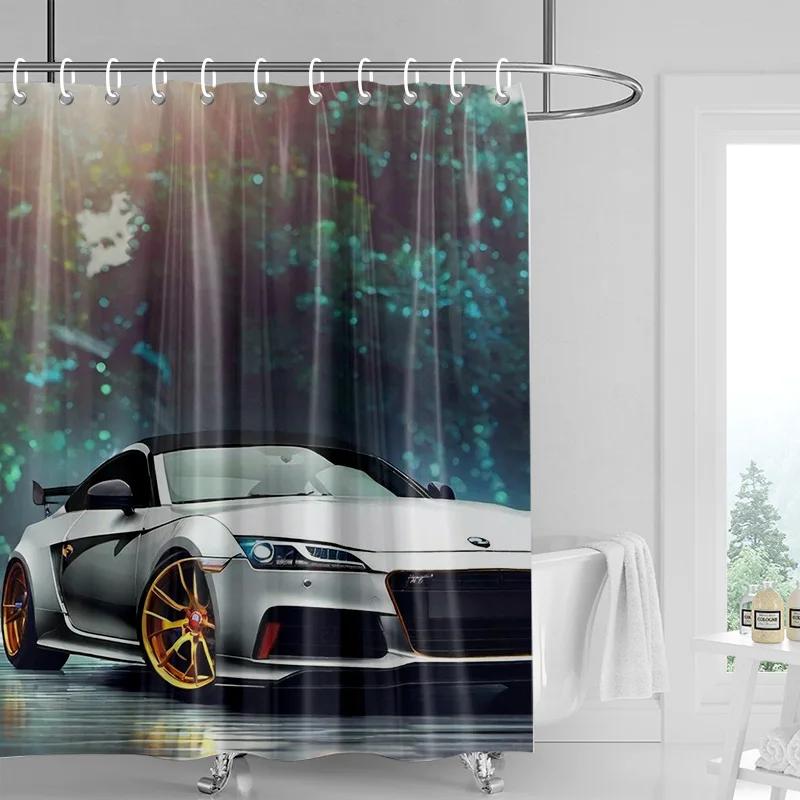 Auto Muster Duschvorhang Wasserdichter Badezimmer Trennvorhang Badezimmer Duschvorhang Haken