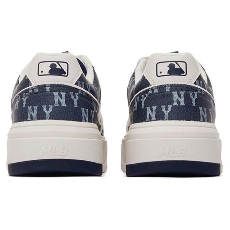 MLB Chunky Liner 24SS Retro Floral Trendy Thick Sole Comfortable Slip-Resistant Low-Top Skate Shoes Unisex Sneaker Navy-Blue 3ASXCLD4N-50NYS