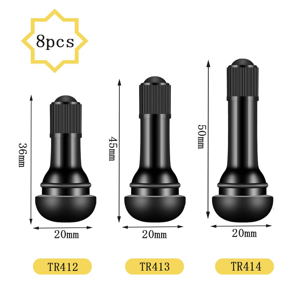 DFsucces Tubeless Tire Rubber Valves Set of 8 Tire Air Valves for Automotive, Waterproof,