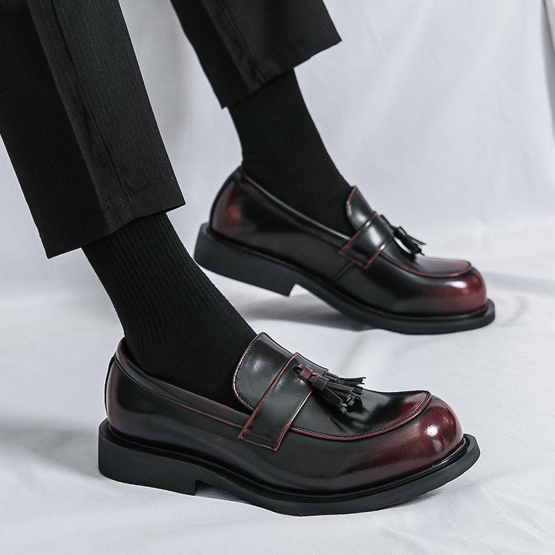 Casual Leather Shoes Men's British Style New Autumn New Men's Business Dress One-pedal Fringed Round Head Men's Shoes