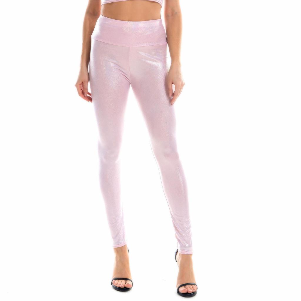 Kadın Parlak Metalik Tayt Seksi Yüksek Bel Elastik Skinny Pantolon Disko Pantolonu