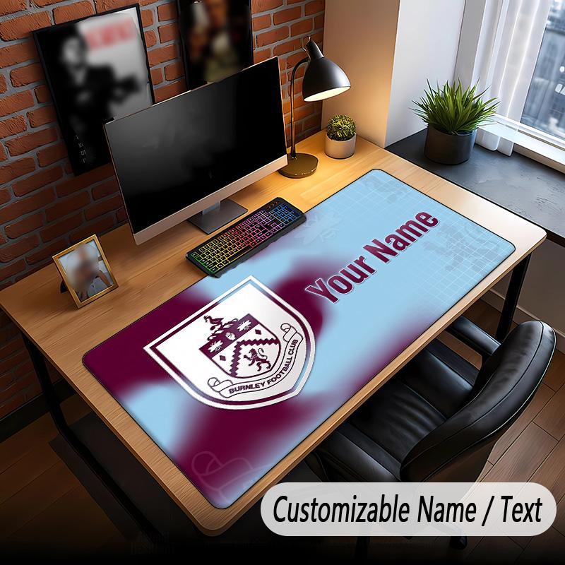 Large Mouse Pad Burnley Football Print Custom Name Text Desk Mat for Office Gaming