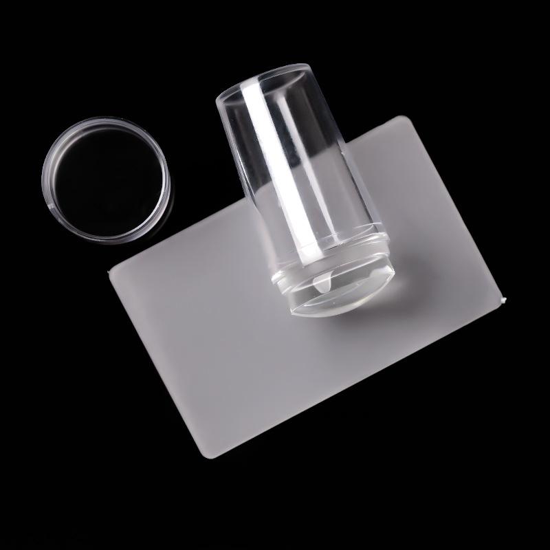 

1Pcs Transparent Silicone Nail Art Stamping Kit With Scraper French Tip Nail Stamp Stencil Tools DIY French Jelly Silicone Print