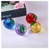 Crystal Glass Apple Figurine, Feng Shui Item, Interior Object, Suncatcher, Good Luck Item, Gift (Purple and Blue)