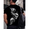 Quick Dry T-shirt 2025 Summer 3D Skull Print T-shirt Casual Short Sleeve Round Neck Tropical Style Breathable Great for Summer a