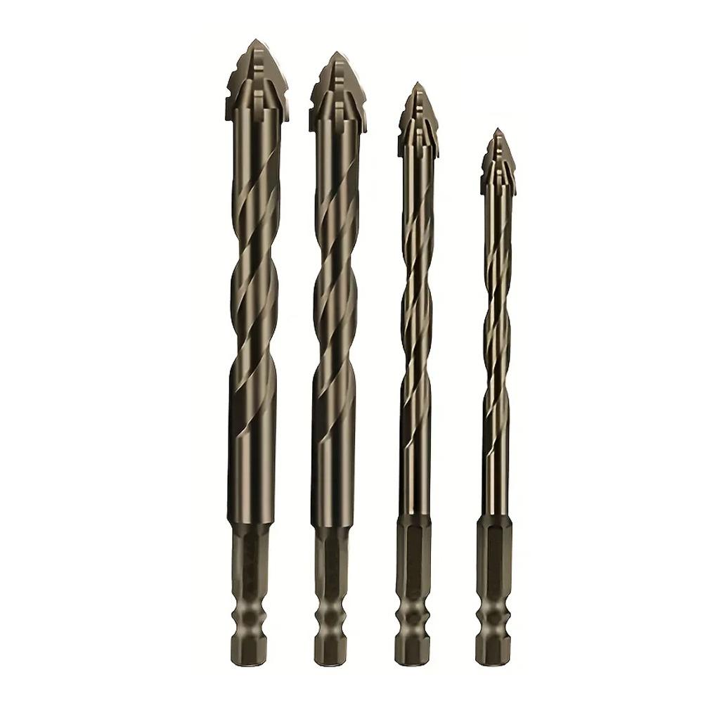 

4PCS Tungsten Carbide Four-Flute Drill Bit Eccentric Drill Bit Set Brick Metal Drilling 4Pcs