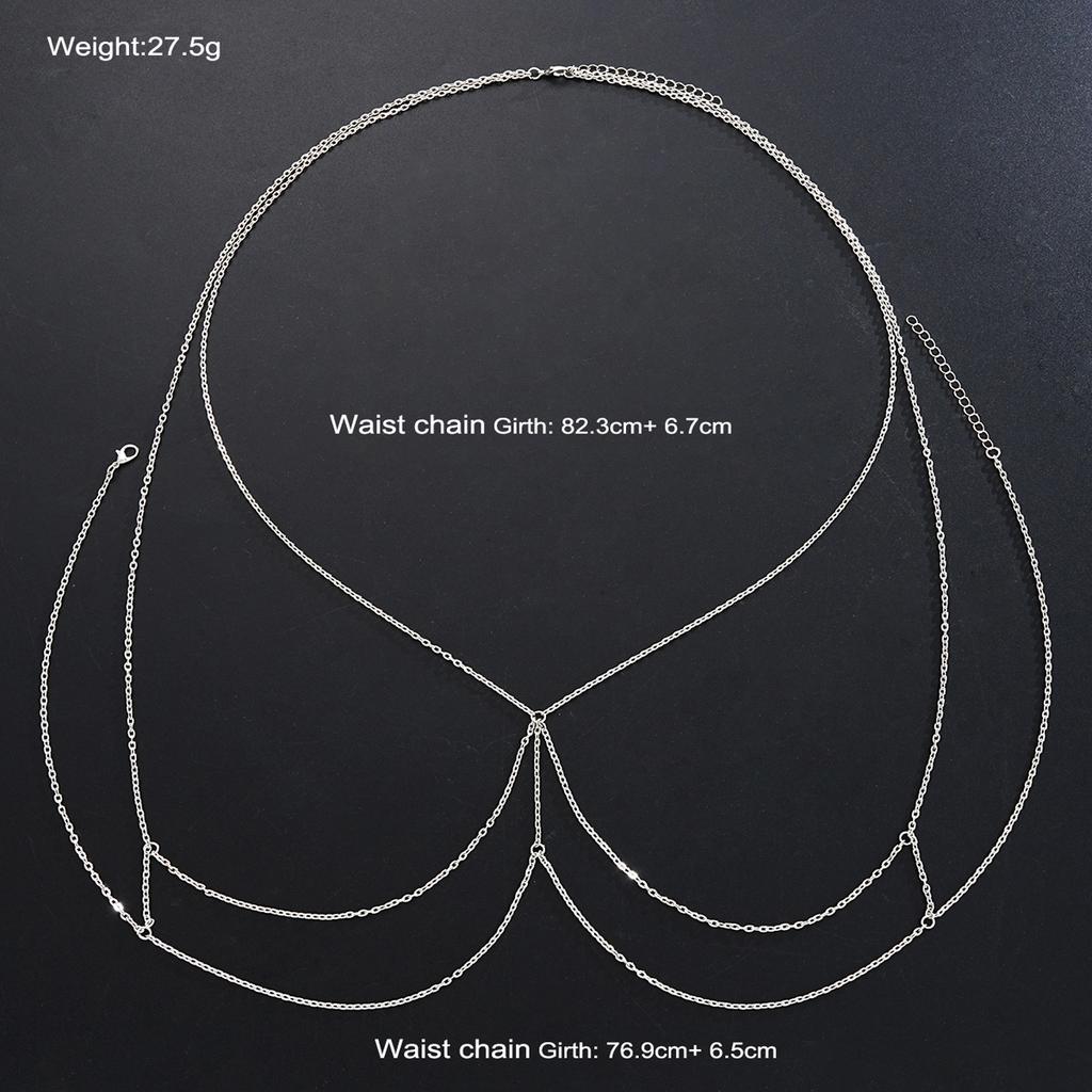 New Sexy Chest Chain Bikin Body Chain for Women Simple Silver Color Summer Harness Decoration Jewelry Beach Party Accessories
