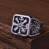 Vintage Wikinger Vegvisir Kompass Ringe für Herren Edelstahl Nordisch Odin Rabe Amulett Runenring Biker Schmuck