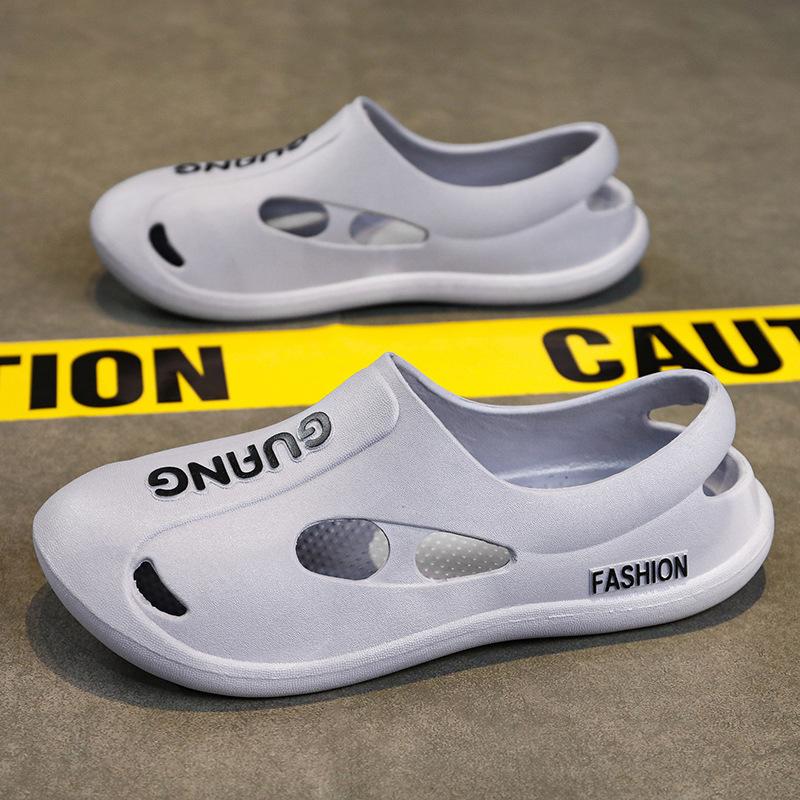 

2025 летние тонкие новые сандалии с отверстиями, удобные и дышащие, летняя обувь, нескользящие, два способа носки, пляжная обувь 44