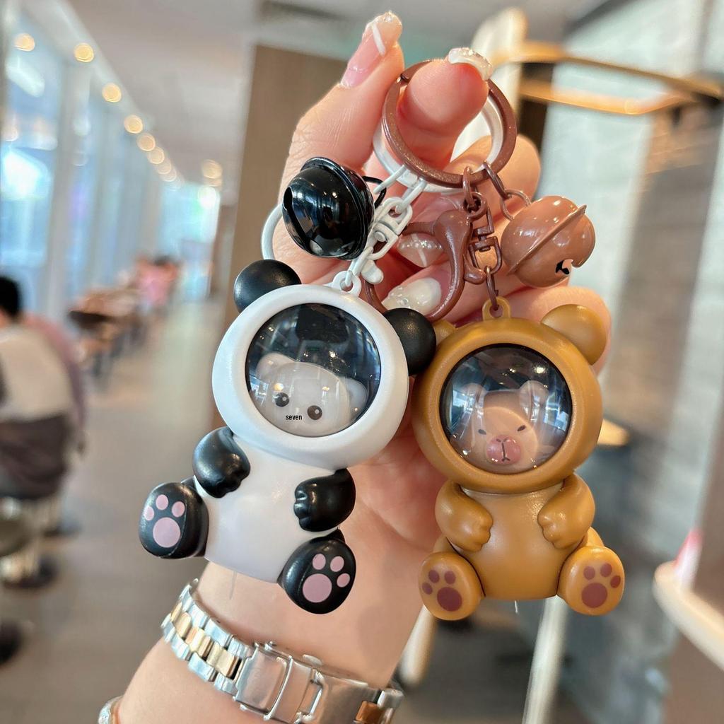 Panda & Capybara Luminous Keychain: Cute Night Light & Bag Pendant