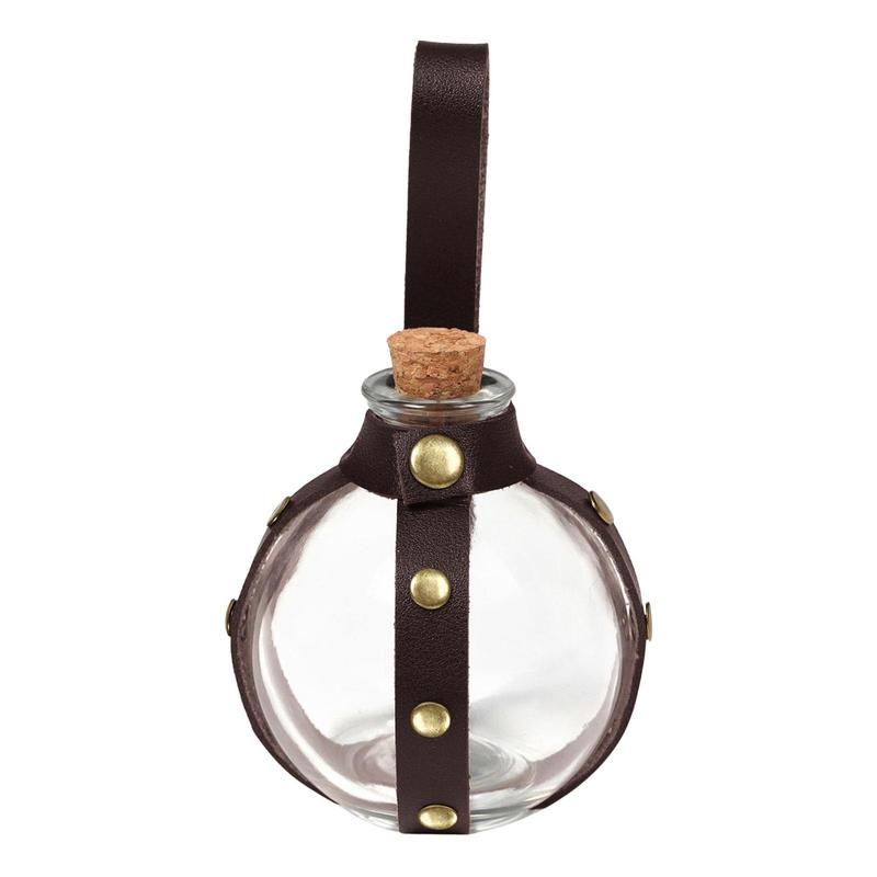 Stregone Medievale Strega Magia Oscura Sughero Porta Bottiglia di Vetro per Pozioni con Cintura da Vita Steampunk Alchimista Guaritore Larp Costume Cosplay