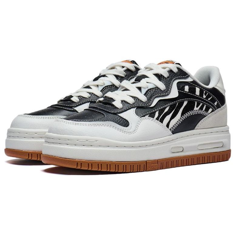 Li Ning Future C1 Vielseitig Trendig Bequem Rutschfest Langlebig Low Top Skateschuhe Damen Sneaker Schwarz Weiß AGCT244-4