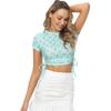 Summer Women's Short Sleeve T-Shirt Drawstring Crop Navel Crew Neck Casual Top