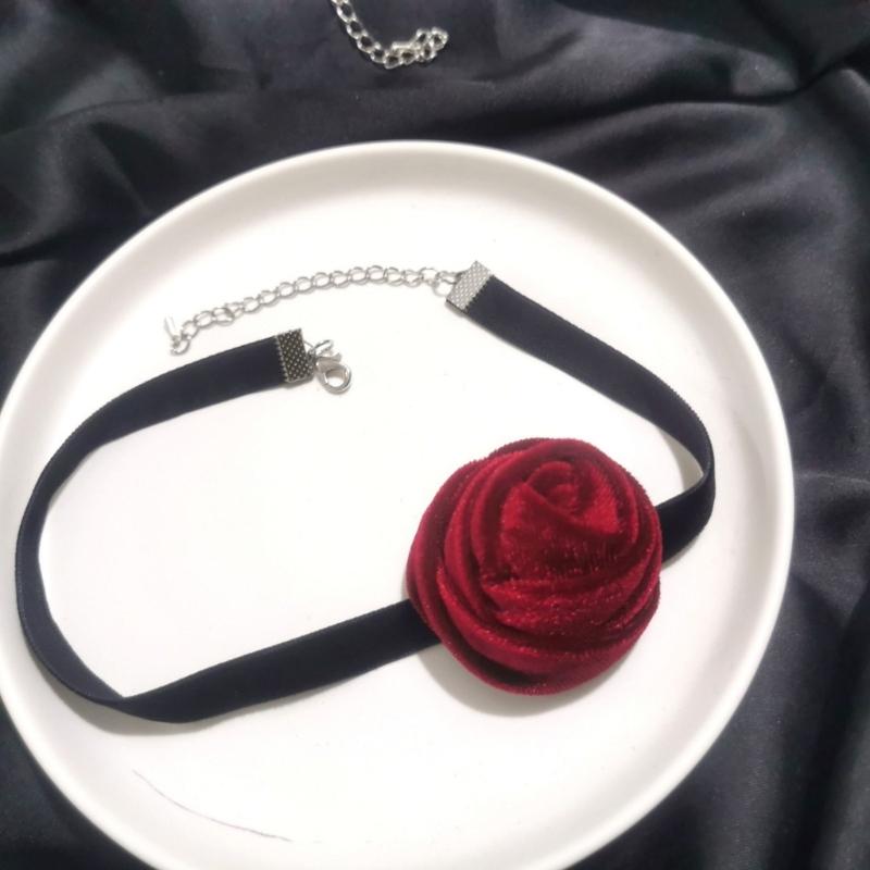 Collana a Fiore di Rosa Grande Temperamento Collare Largo Choker per Donna Lady Catena da Collo alla Moda Gioielli per Matrimonio Capodanno Festa