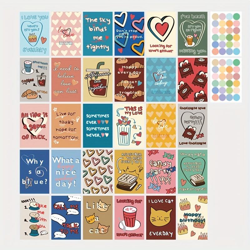 30Pcs Make life full of love Fruit decoration card wall sticker, dormitory office bedroom postcard wall sticker decoration