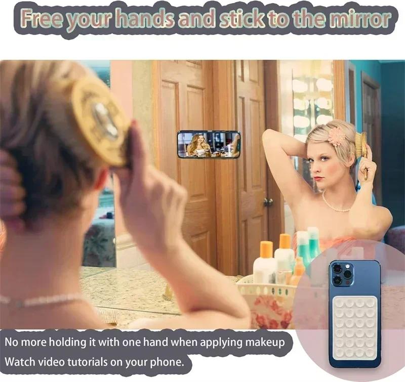 2PCS Hands Free Silicone Suction Phone Holder Strong Adhesive Stand for IPhone 15 Pro Max Samsung S24 S23 Universal Grip Mount