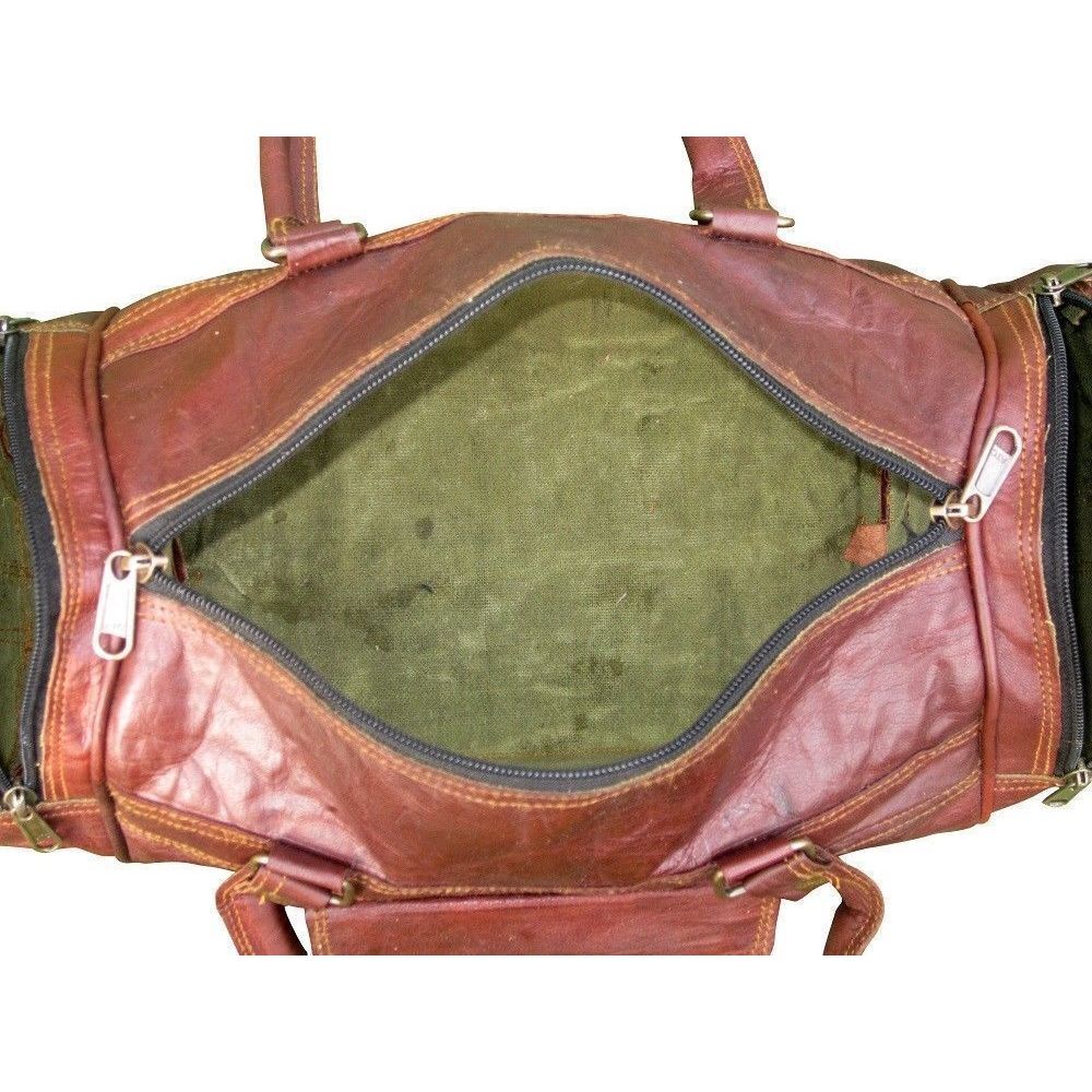 Kulatá cestovní pánská taška z pravé kozí kůže Vintage Luggage Gym Duffle Messenger