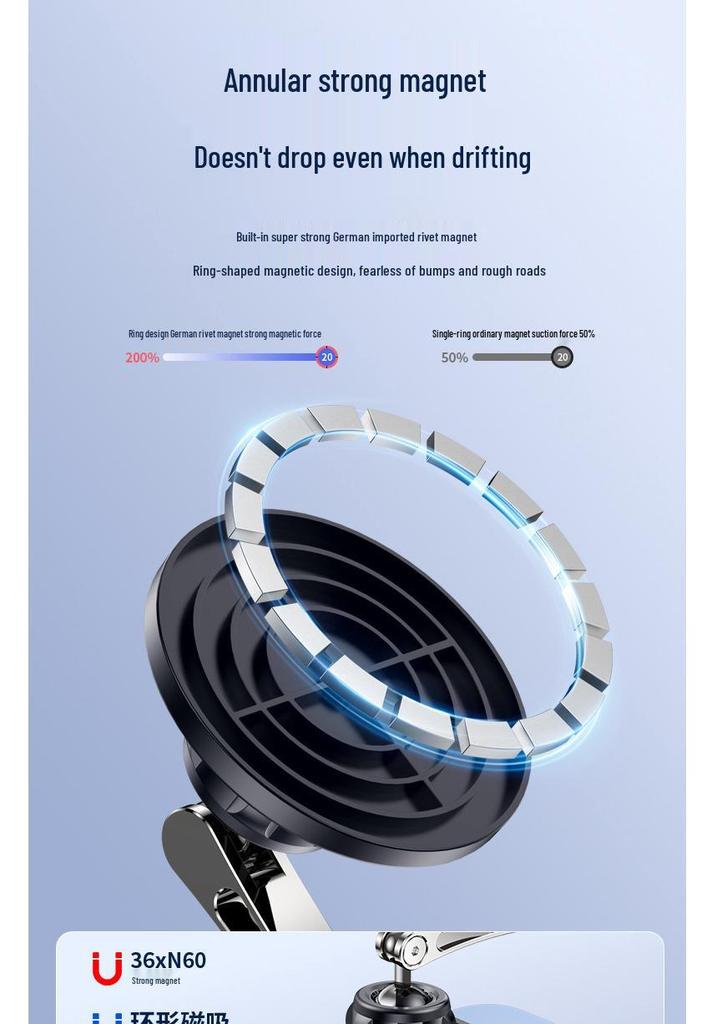 Magnetic Car Phone Holder for Tesla Screen - 360° Rotation, MagSafe, Wireless Charging